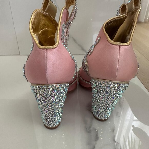 Christian Louboutin - Rare Lassodita Pink Cowboy Boots with Rhinestones Size 37 - Picture 5 of 5